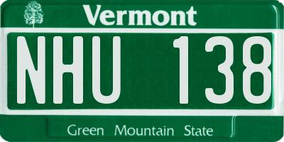 VT license plate NHU138