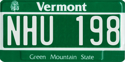 VT license plate NHU198