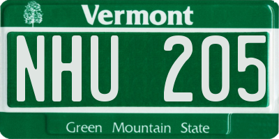 VT license plate NHU205