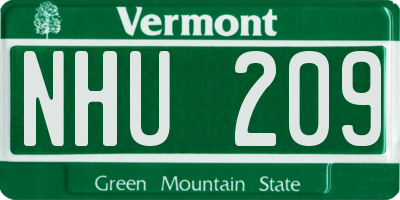 VT license plate NHU209