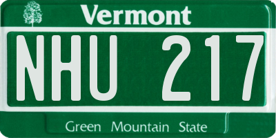 VT license plate NHU217