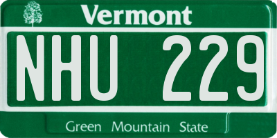 VT license plate NHU229