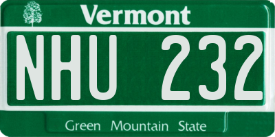 VT license plate NHU232
