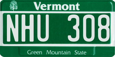 VT license plate NHU308