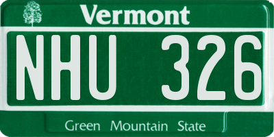 VT license plate NHU326