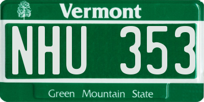 VT license plate NHU353