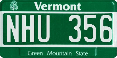 VT license plate NHU356