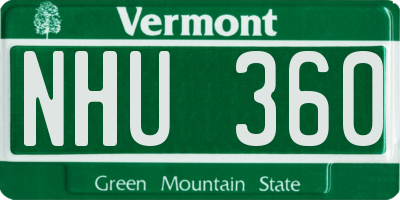 VT license plate NHU360