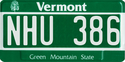 VT license plate NHU386