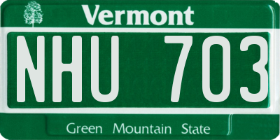 VT license plate NHU703