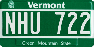 VT license plate NHU722