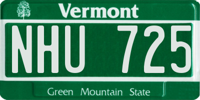 VT license plate NHU725