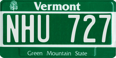 VT license plate NHU727