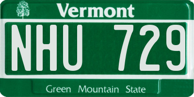 VT license plate NHU729
