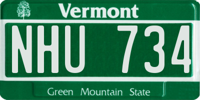 VT license plate NHU734