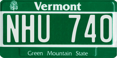 VT license plate NHU740