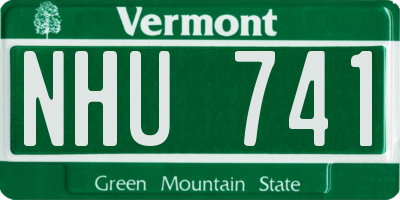 VT license plate NHU741