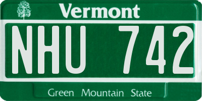 VT license plate NHU742