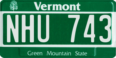 VT license plate NHU743
