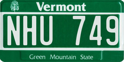 VT license plate NHU749