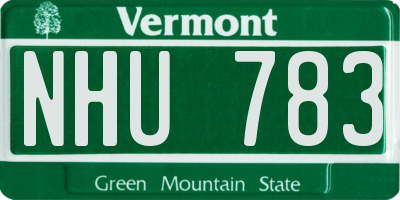VT license plate NHU783