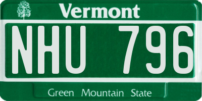 VT license plate NHU796