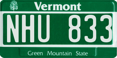 VT license plate NHU833
