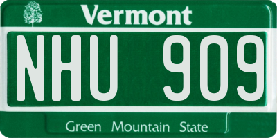 VT license plate NHU909