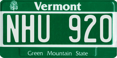 VT license plate NHU920