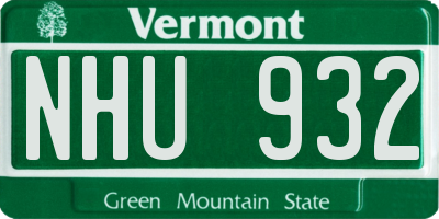 VT license plate NHU932