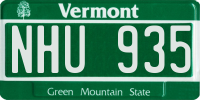 VT license plate NHU935
