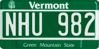VT license plate NHU982