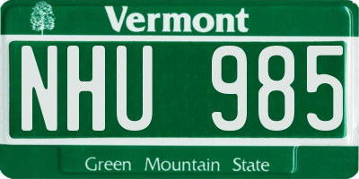 VT license plate NHU985