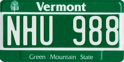 VT license plate NHU988