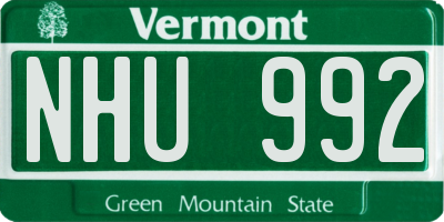 VT license plate NHU992