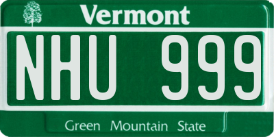 VT license plate NHU999