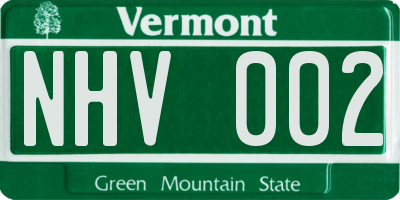 VT license plate NHV002