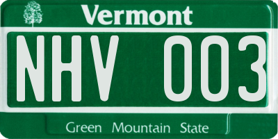 VT license plate NHV003