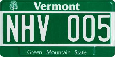 VT license plate NHV005