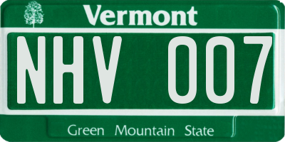 VT license plate NHV007