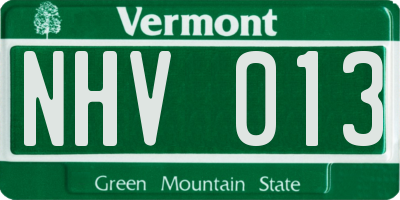VT license plate NHV013