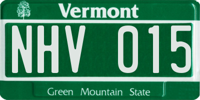 VT license plate NHV015