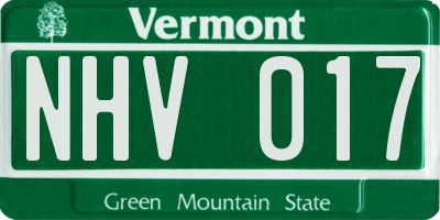 VT license plate NHV017