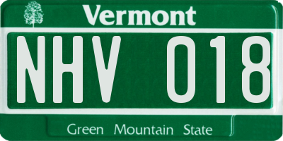 VT license plate NHV018