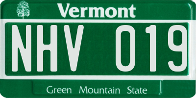 VT license plate NHV019