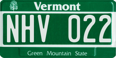 VT license plate NHV022