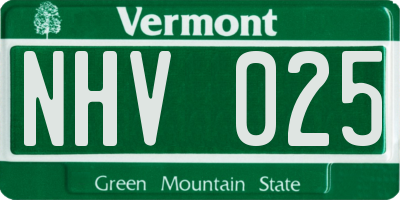 VT license plate NHV025