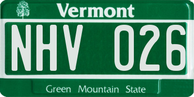 VT license plate NHV026