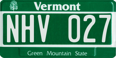 VT license plate NHV027