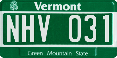 VT license plate NHV031